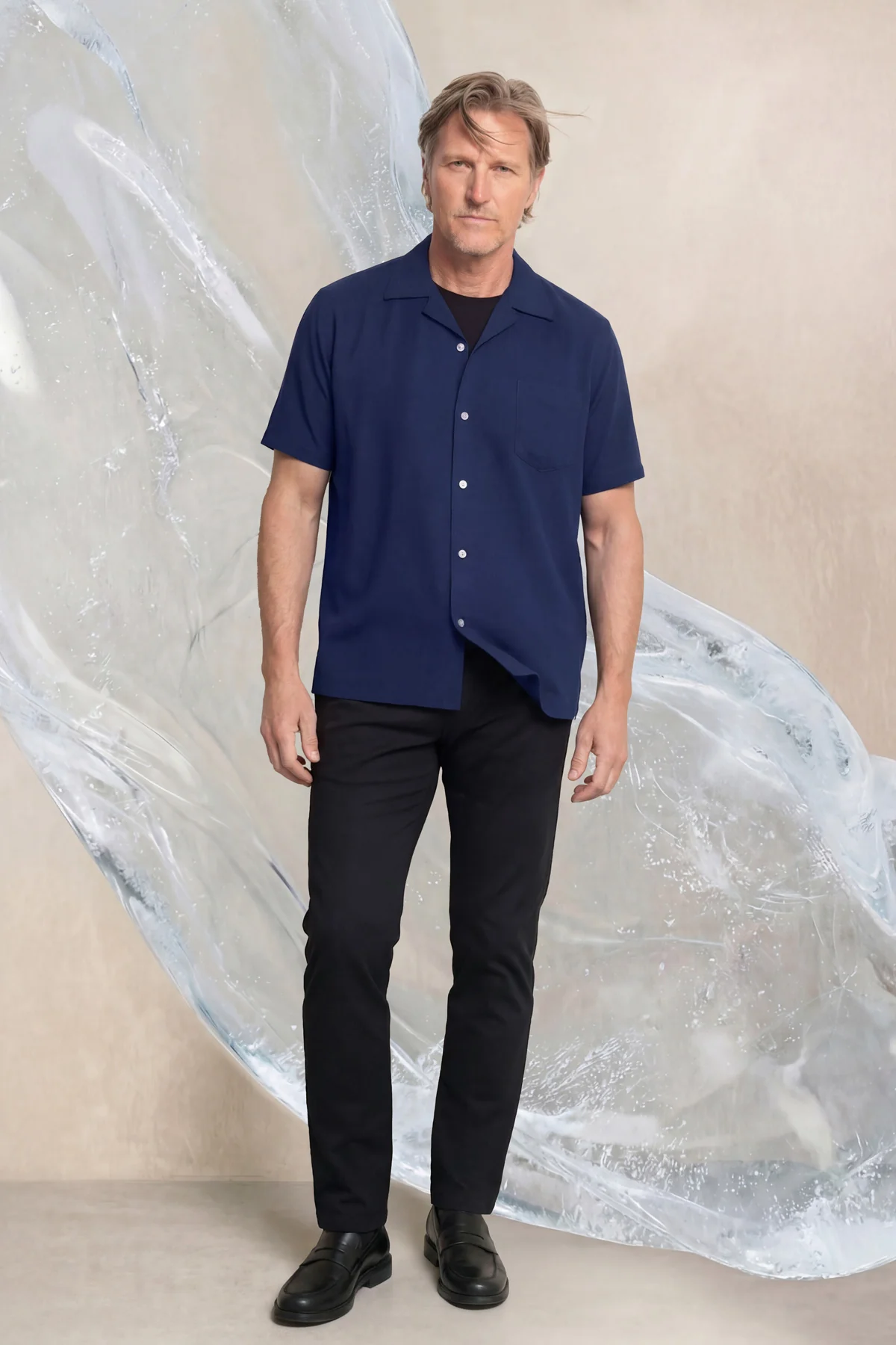 Camisa bowling ICE azul navy manga corta hombre - Image 3