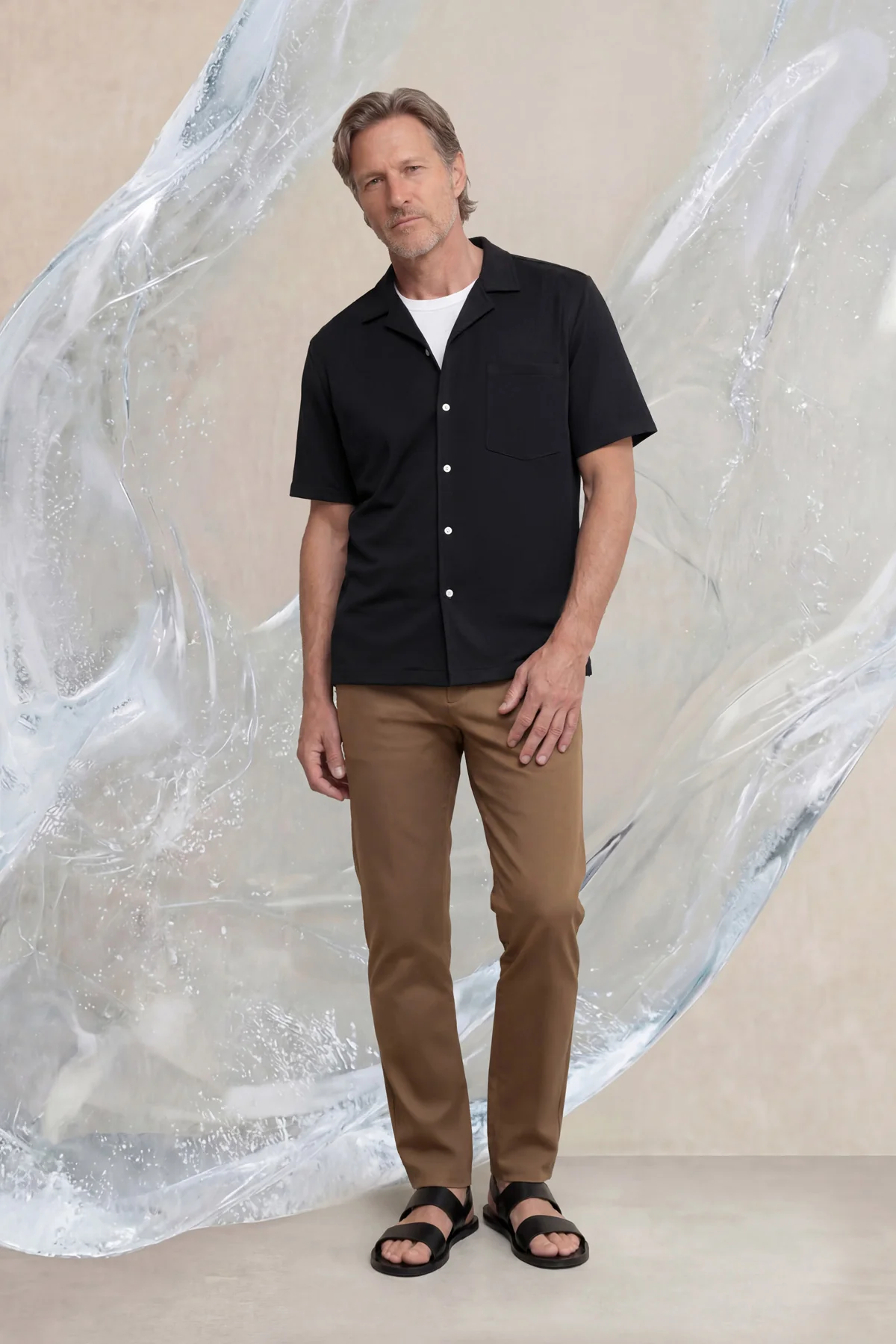 Camisa casual manga corta hombre bowling negra Ice - Image 4