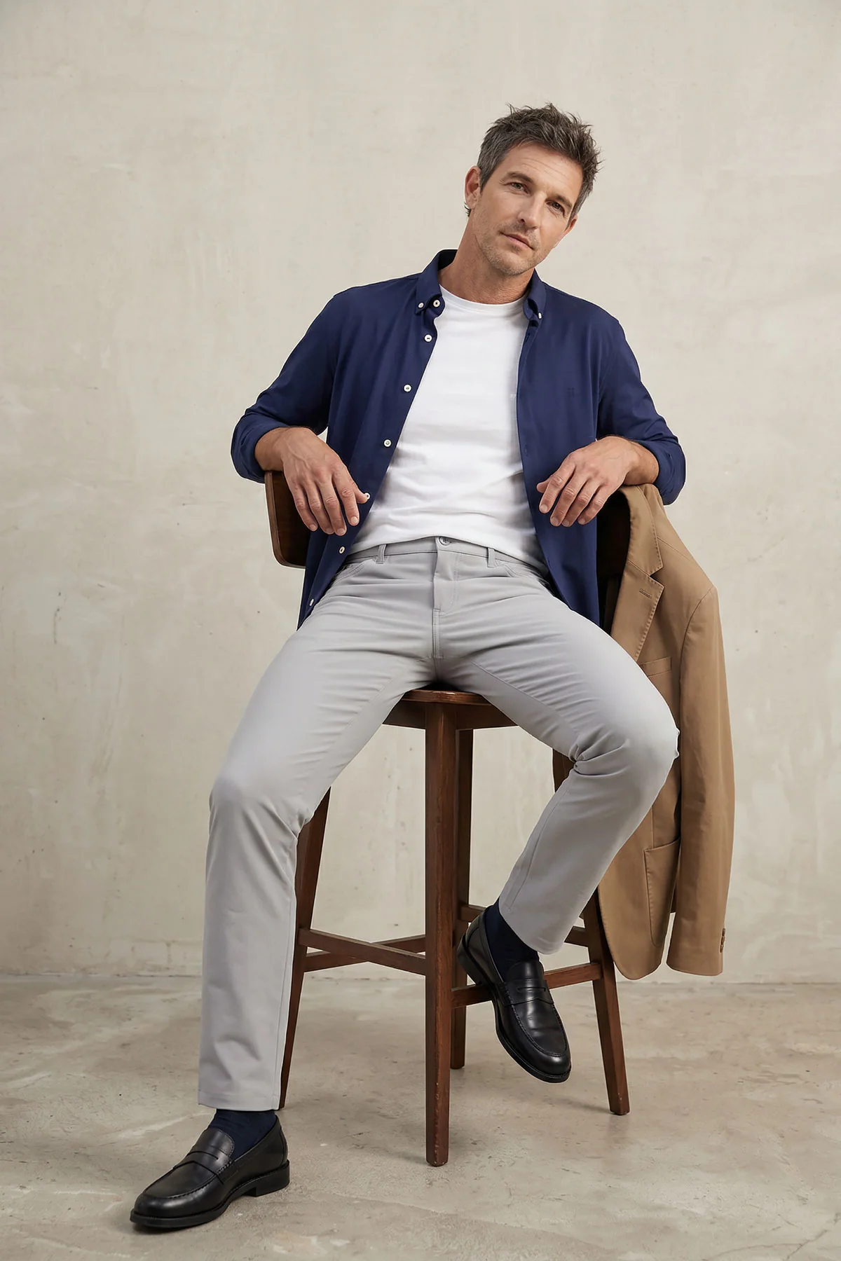 Camisa casual hombre azul marino regular - Image 4