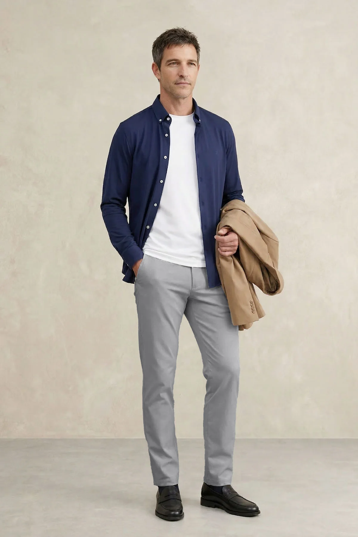 Camisa casual hombre azul marino regular - Image 5