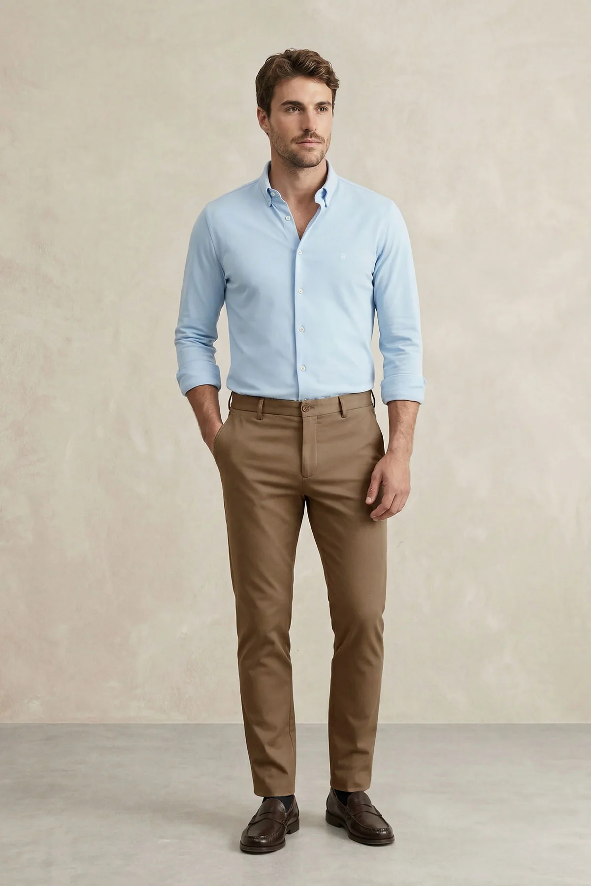 Camisa casual hombre celeste regular - Image 4