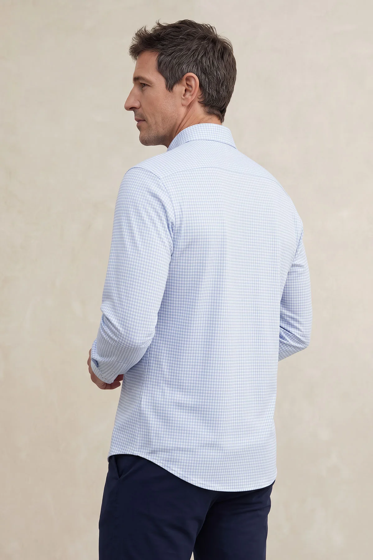 Camisa estampado vichy azul celeste casual regular hombre - Image 3
