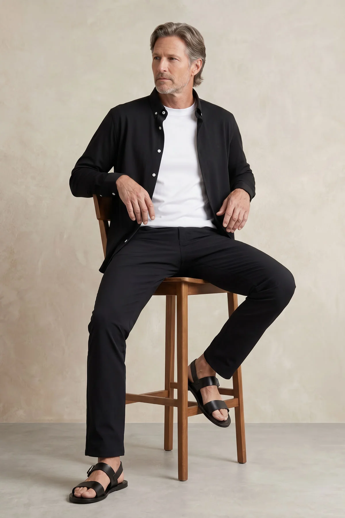 Camisa casual hombre negro regular - Image 5