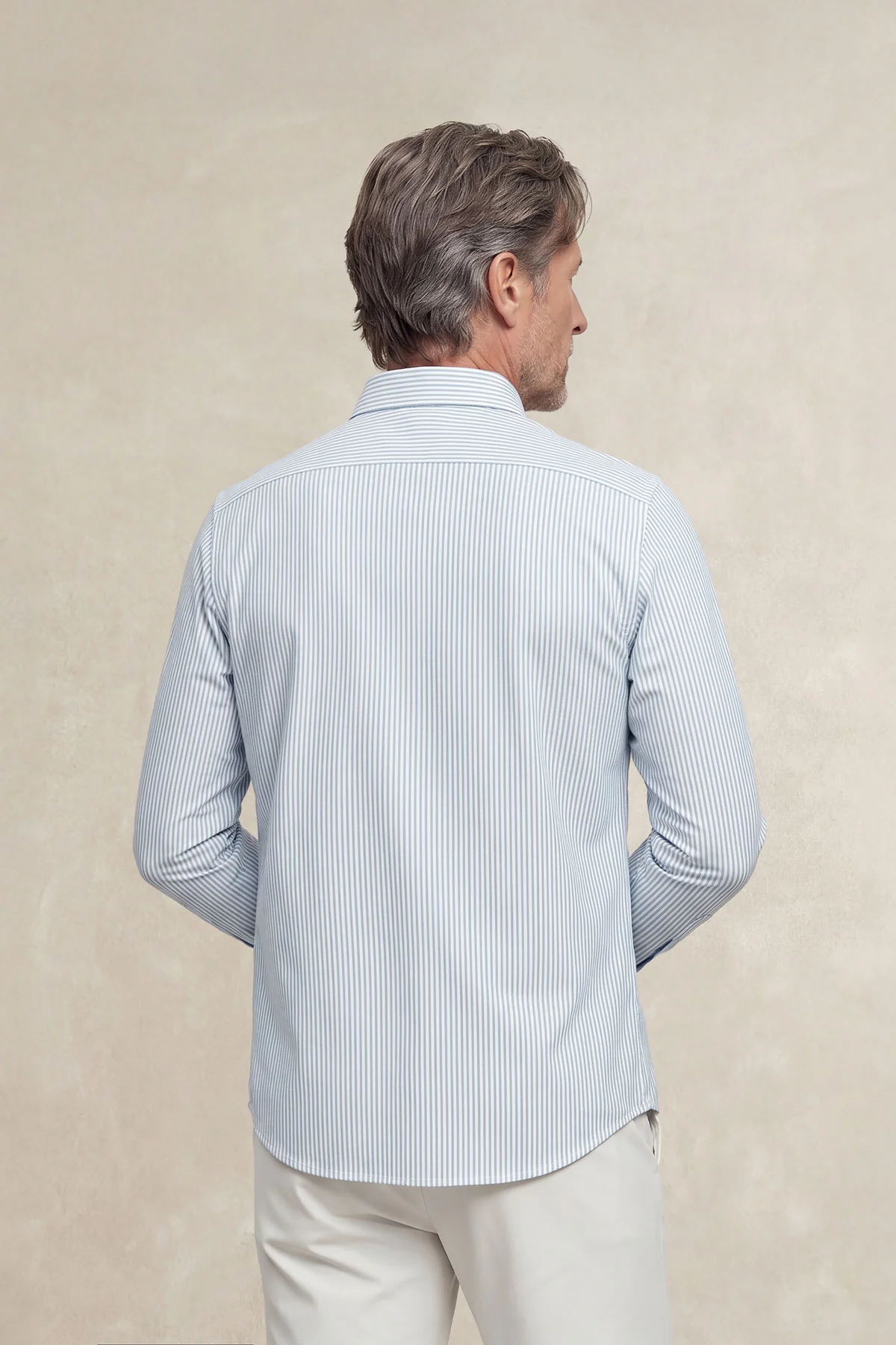 Camisa casual hombre estampado rayas azules regular - Image 3