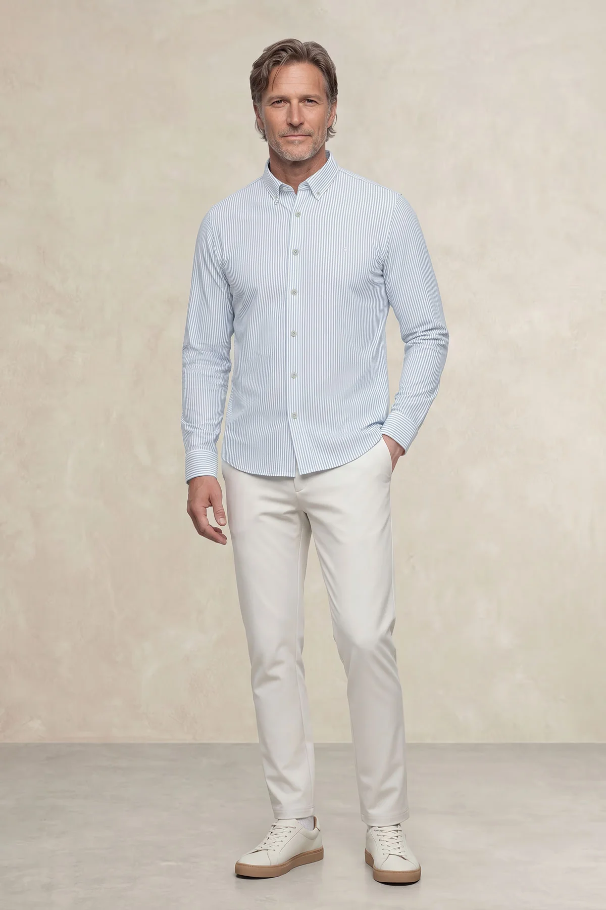 Camisa casual hombre estampado rayas azules regular - Image 5