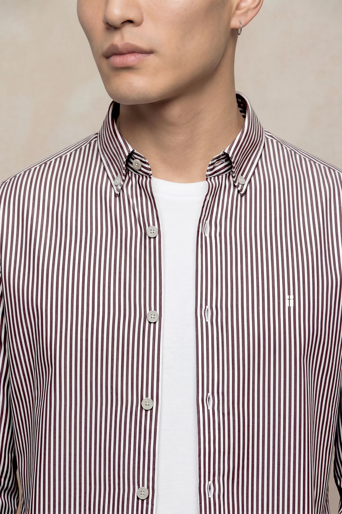 Camisa casual hombre estampado rayas moradas regular - Image 4
