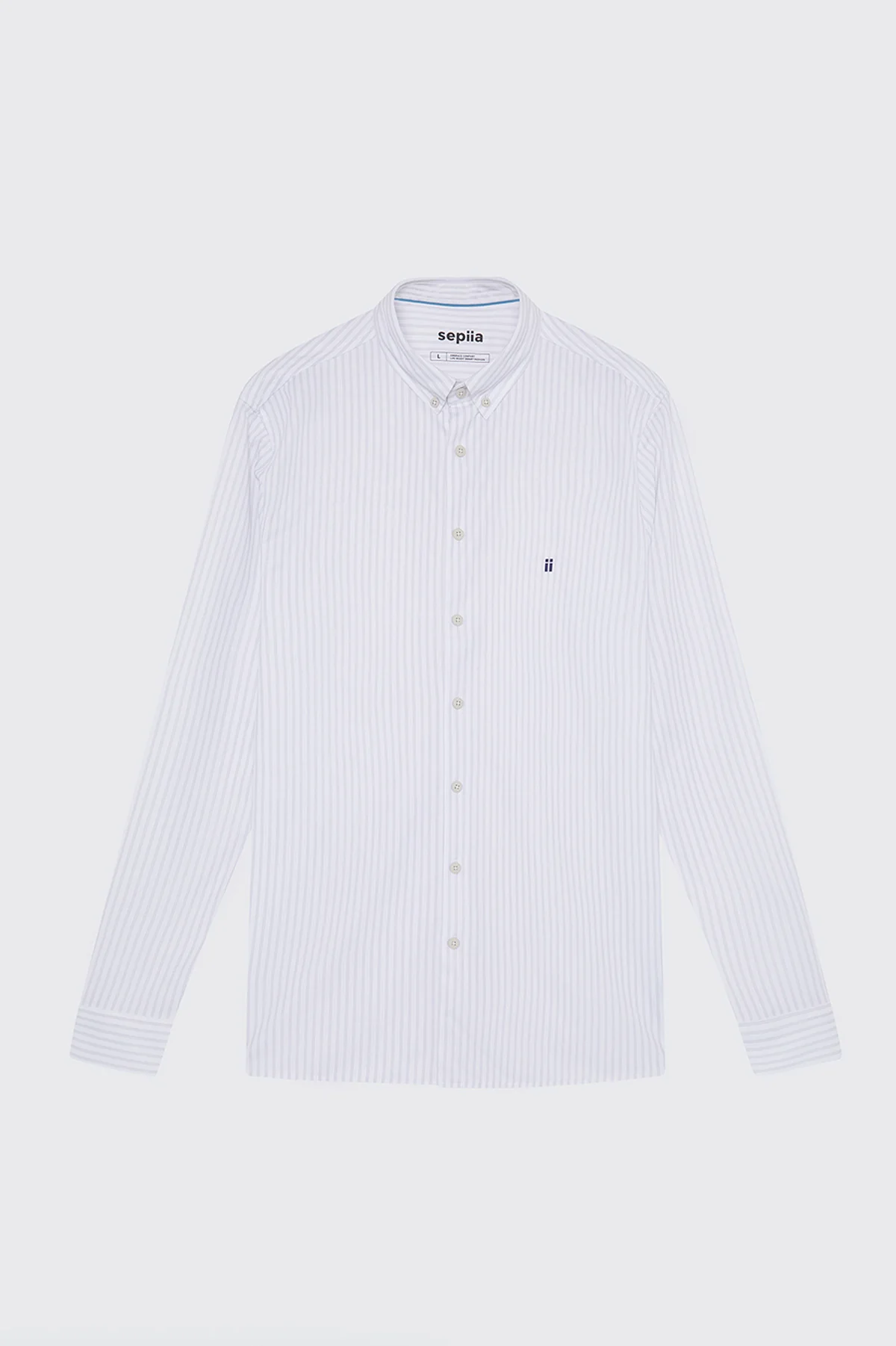 Camisa casual hombre estampado con rayas gris regular - Image 5
