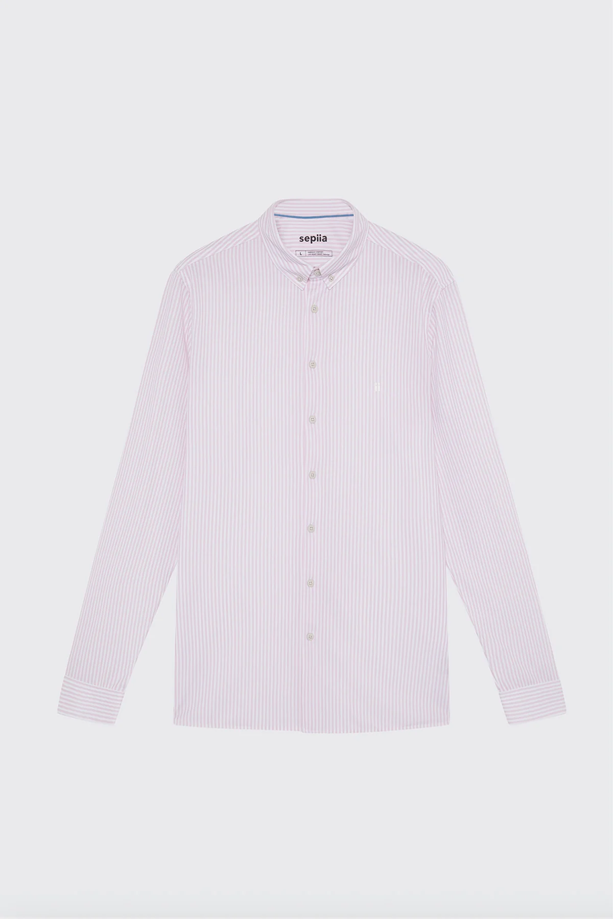 Camisa casual hombre estampado con rayas rosas regular - Image 8