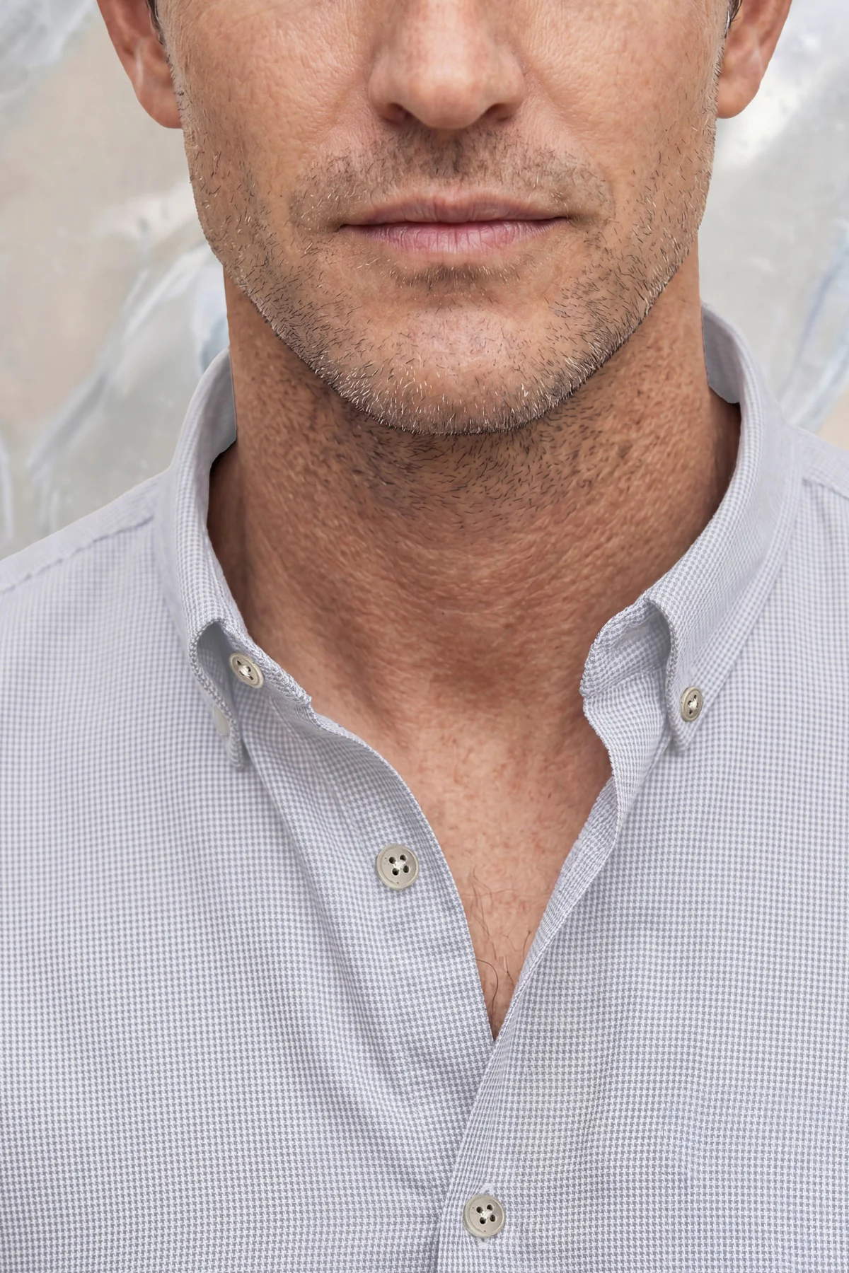 Camisa casual hombre estampado cuadros celeste regular Ice - Image 2