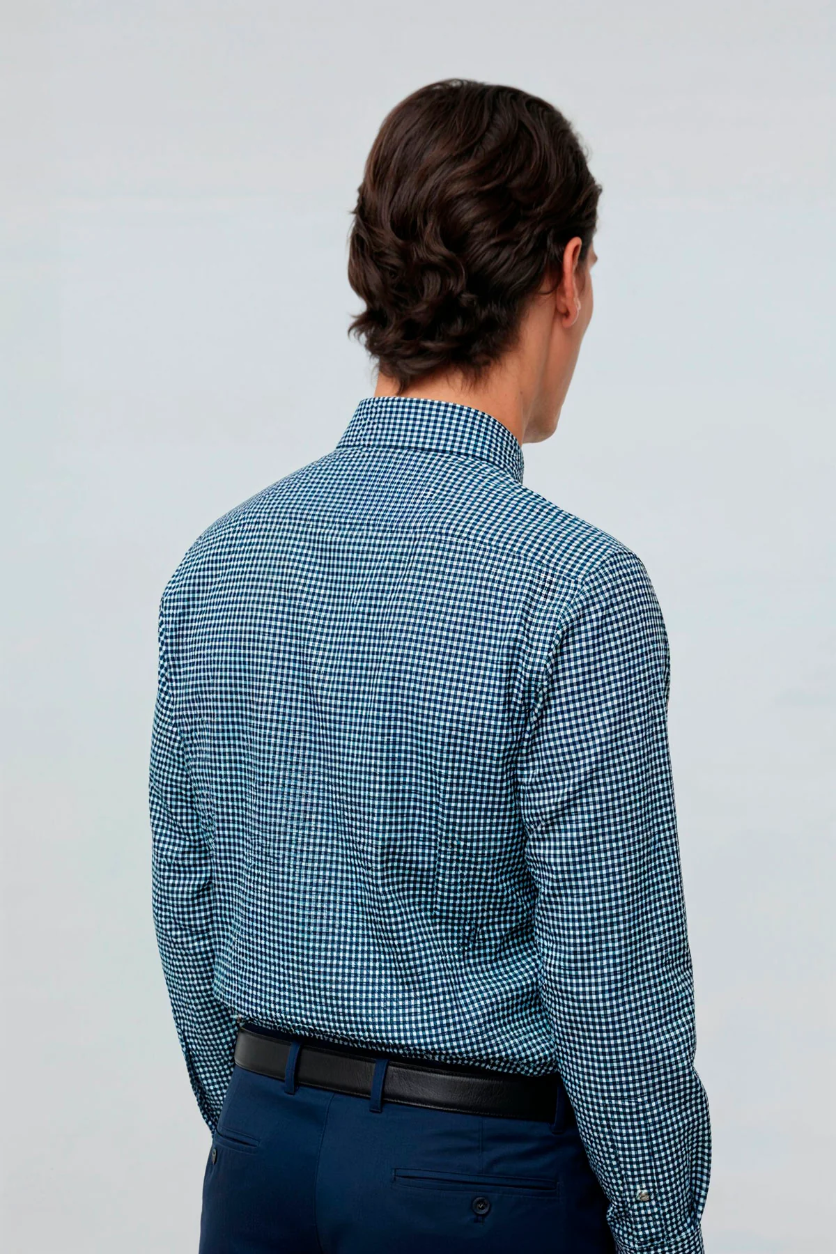 Camisa casual hombre vichy azul tormenta regular - Image 3