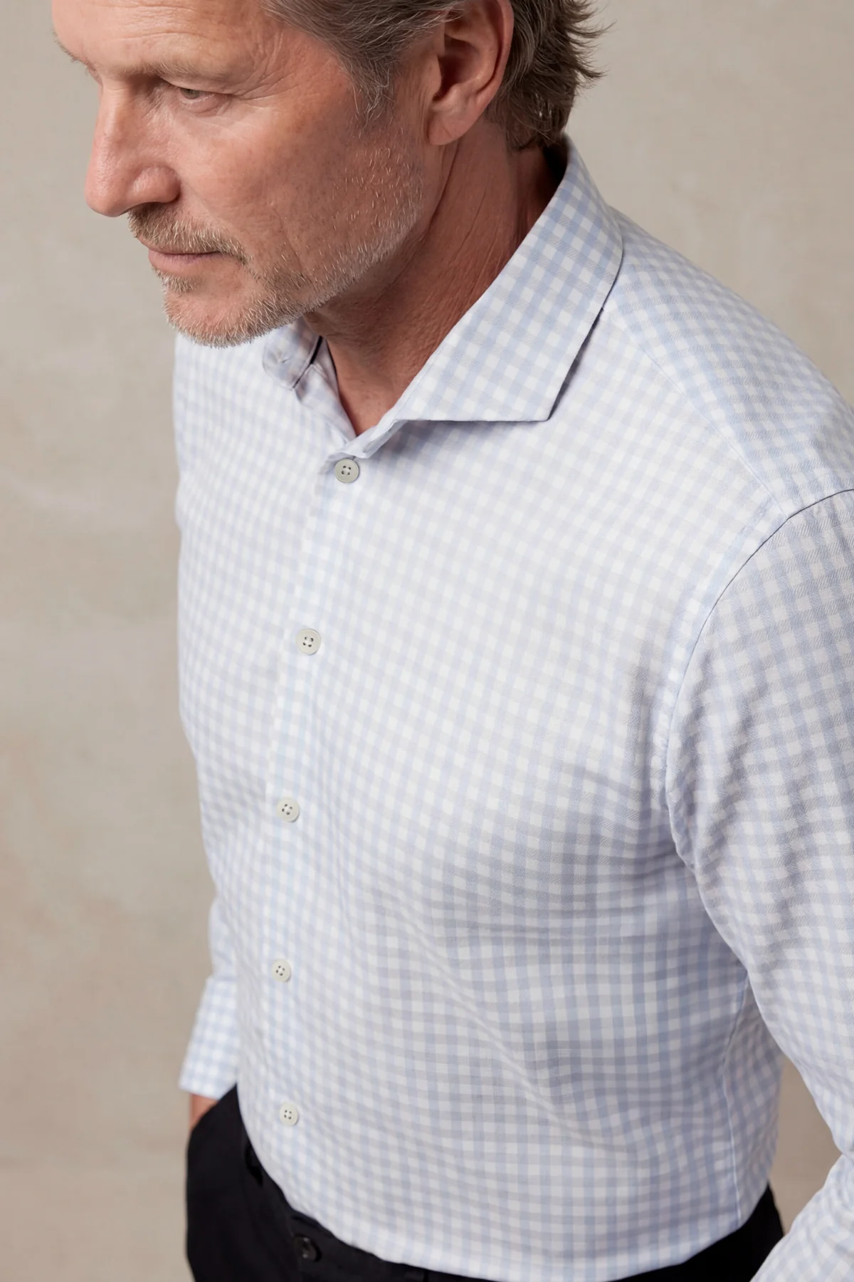 Camisa de vestir cuello cutaway hombre estampado cuadro celeste regular - Image 4