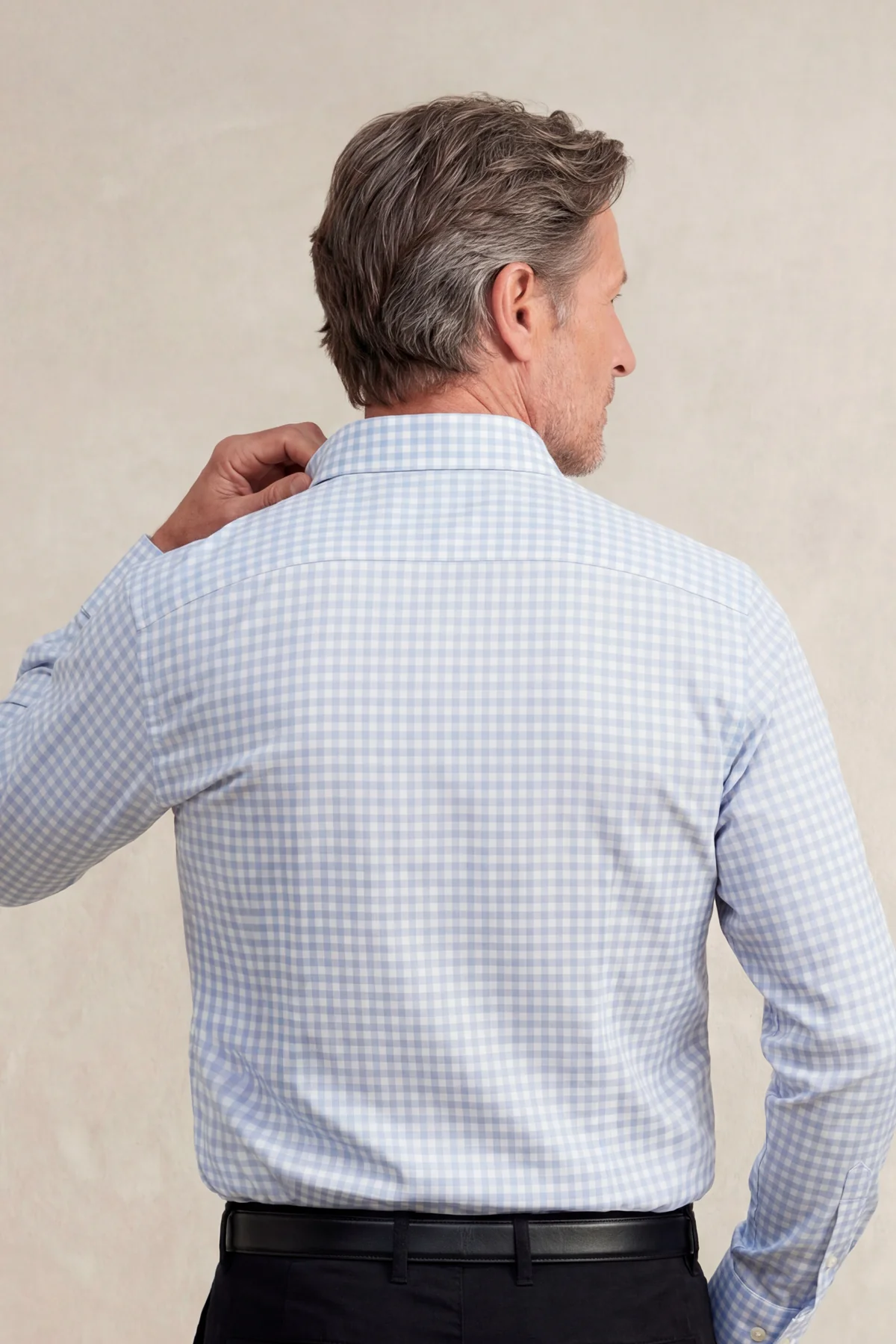 Camisa de vestir cuello cutaway hombre estampado cuadro celeste regular - Image 5