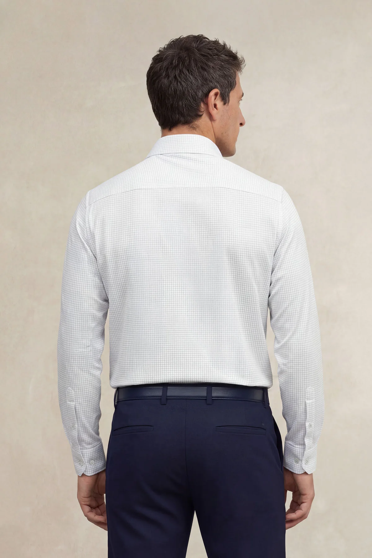 Camisa de vestir cuello cutaway hombre estampado cuadro gris regular - Image 3