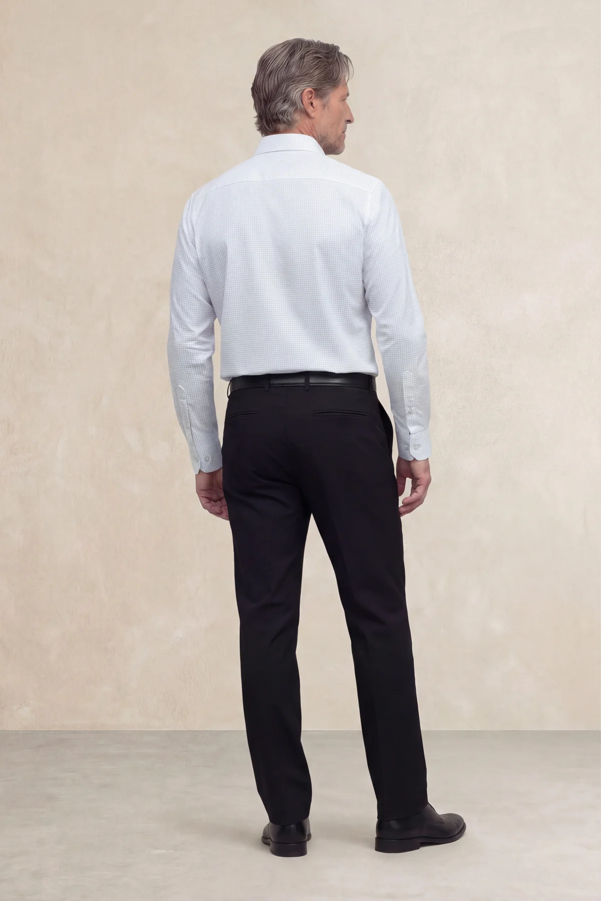 Camisa de vestir hombre estampado cuadro fino celeste regular - Image 4