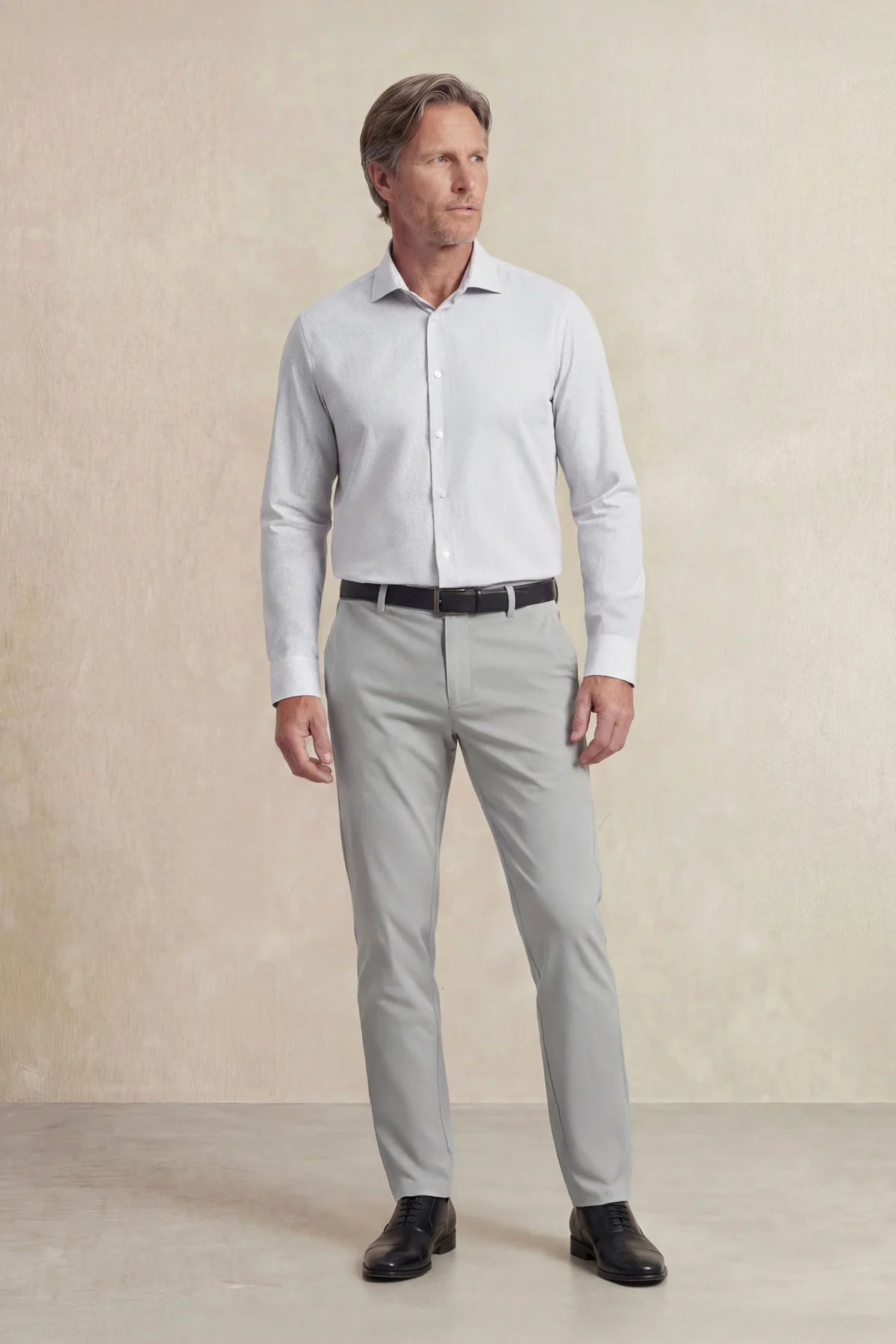 Camisa de vestir hombre estampado motivo gris regular - Image 5