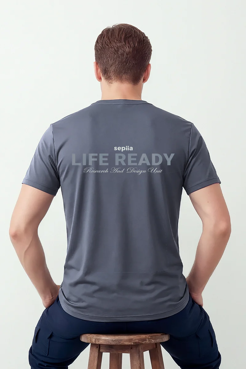 Camiseta hombre azul medio ESTAMPADA