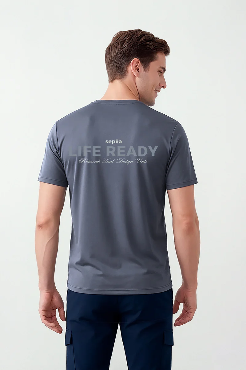 Camiseta hombre azul medio ESTAMPADA - Image 3