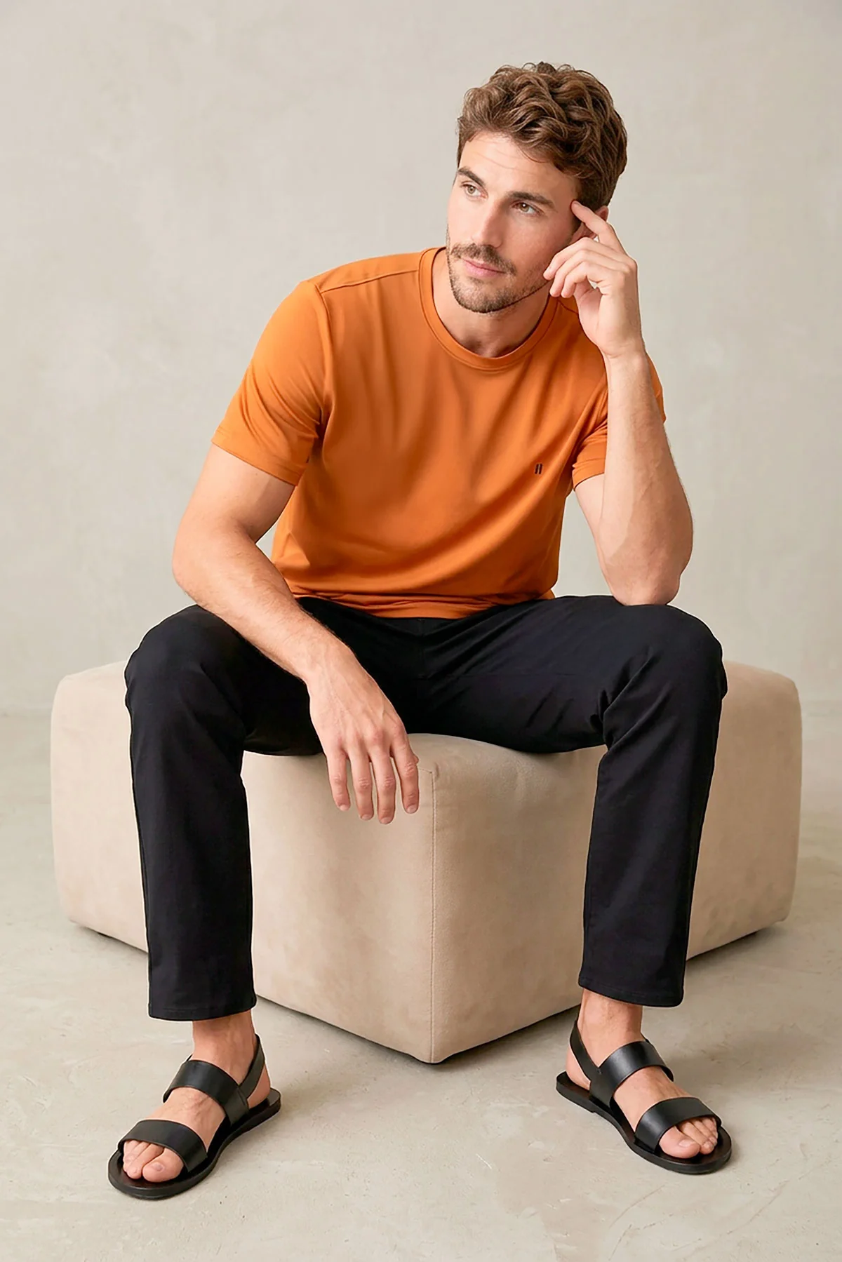 Camiseta hombre cuello redondo avellana Soft - Image 5