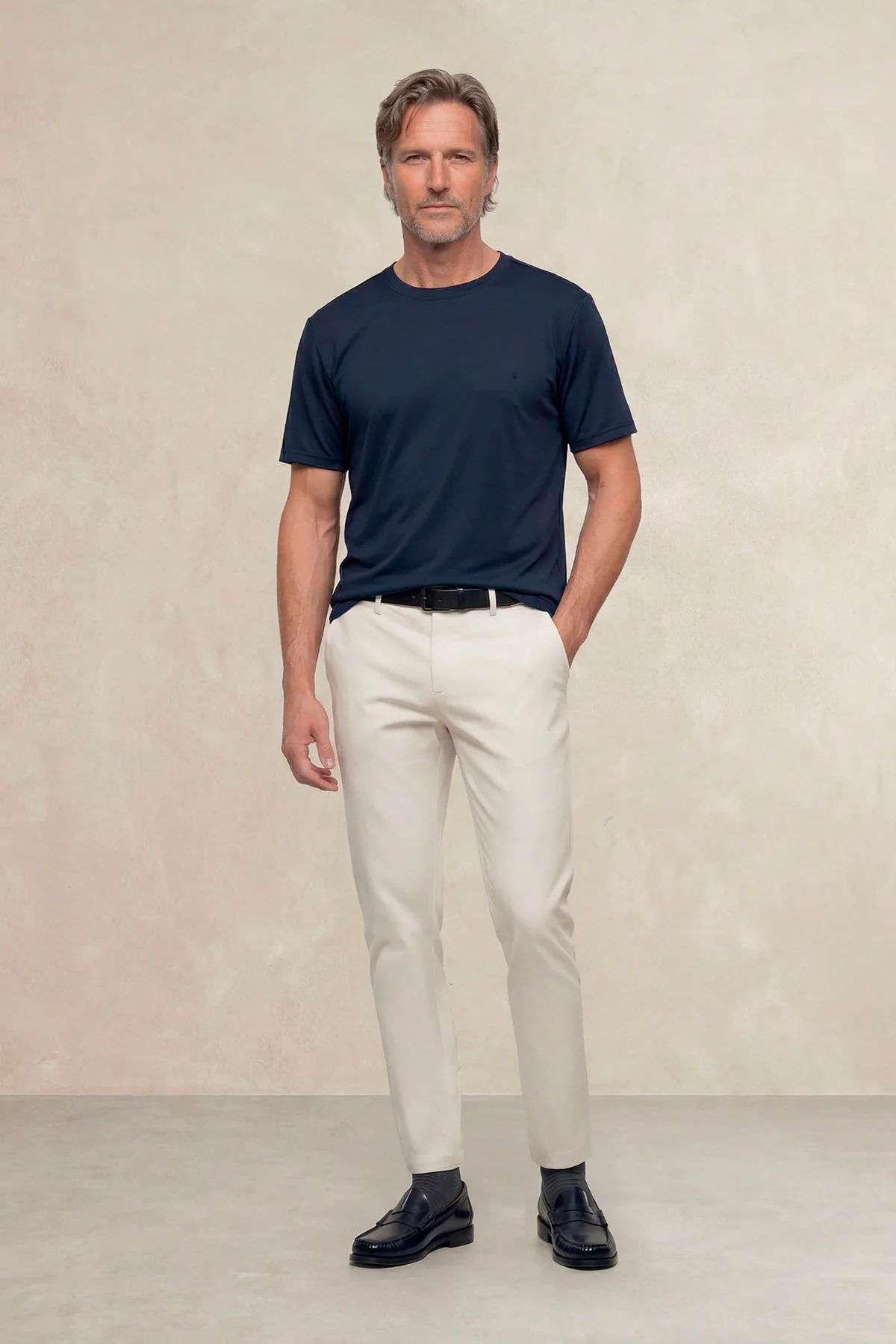 Camiseta hombre cuello redondo azul marino Soft - Image 3