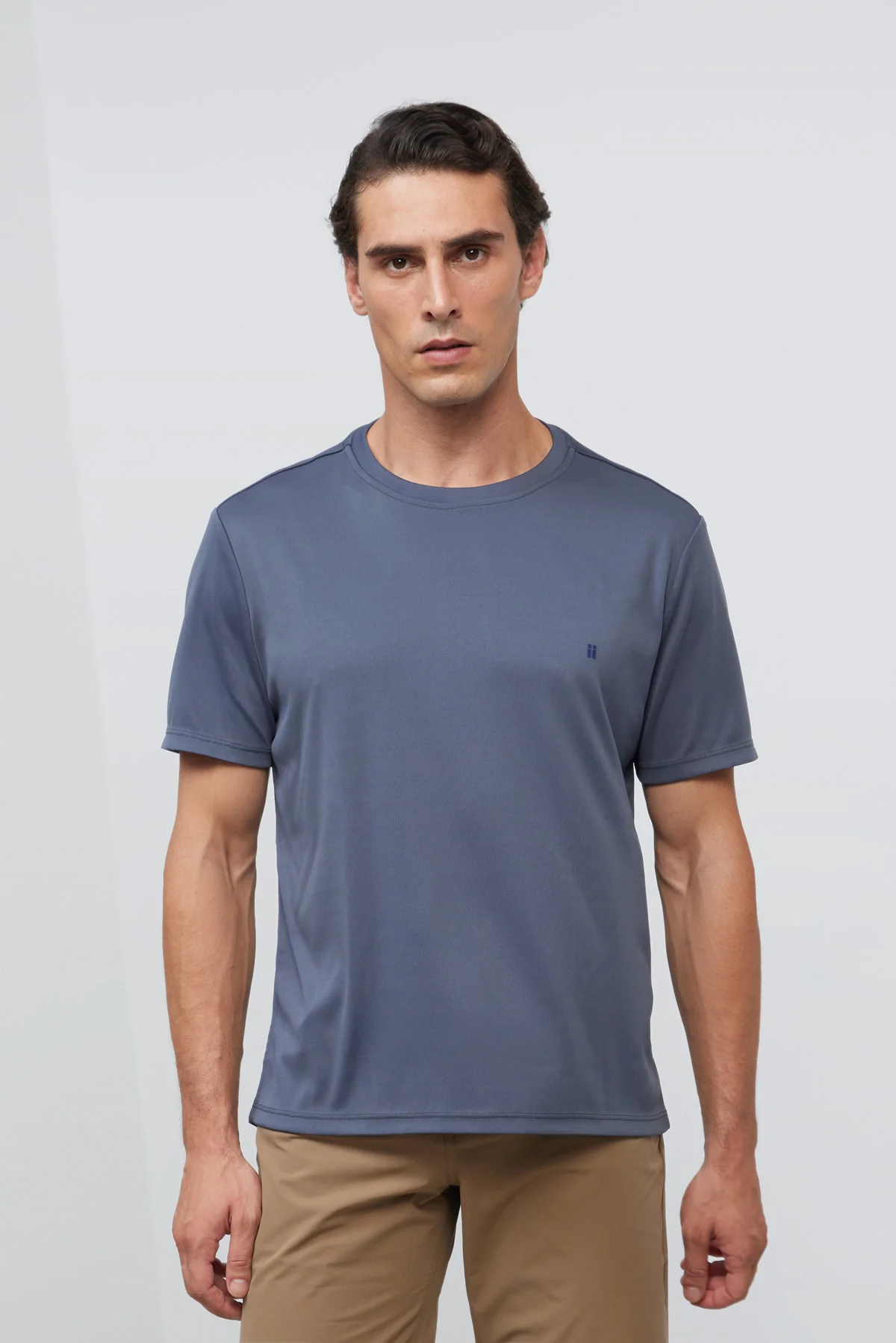 Camiseta hombre cuello redondo azul medio Soft