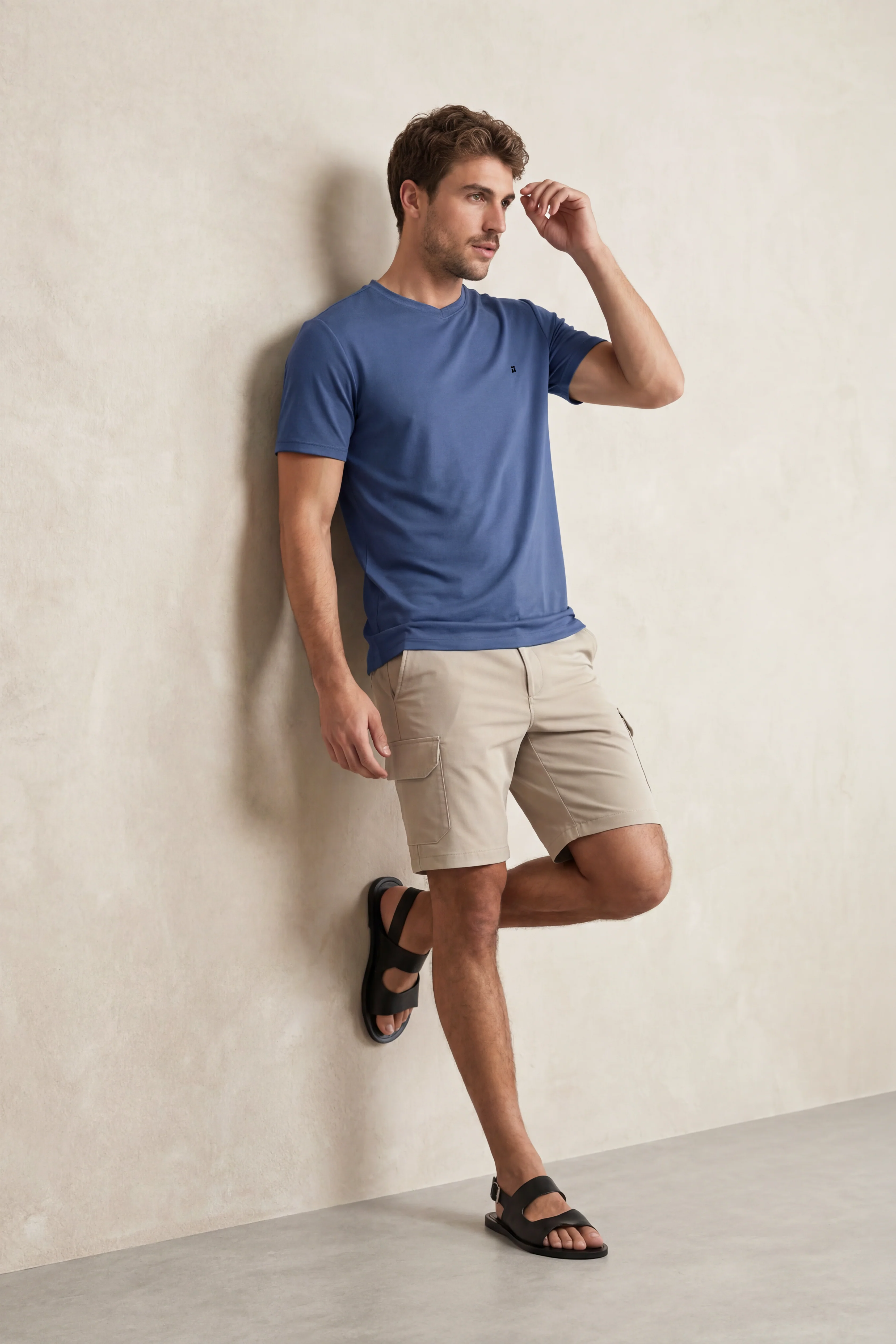Camiseta hombre cuello v azul indigo Soft - Image 5
