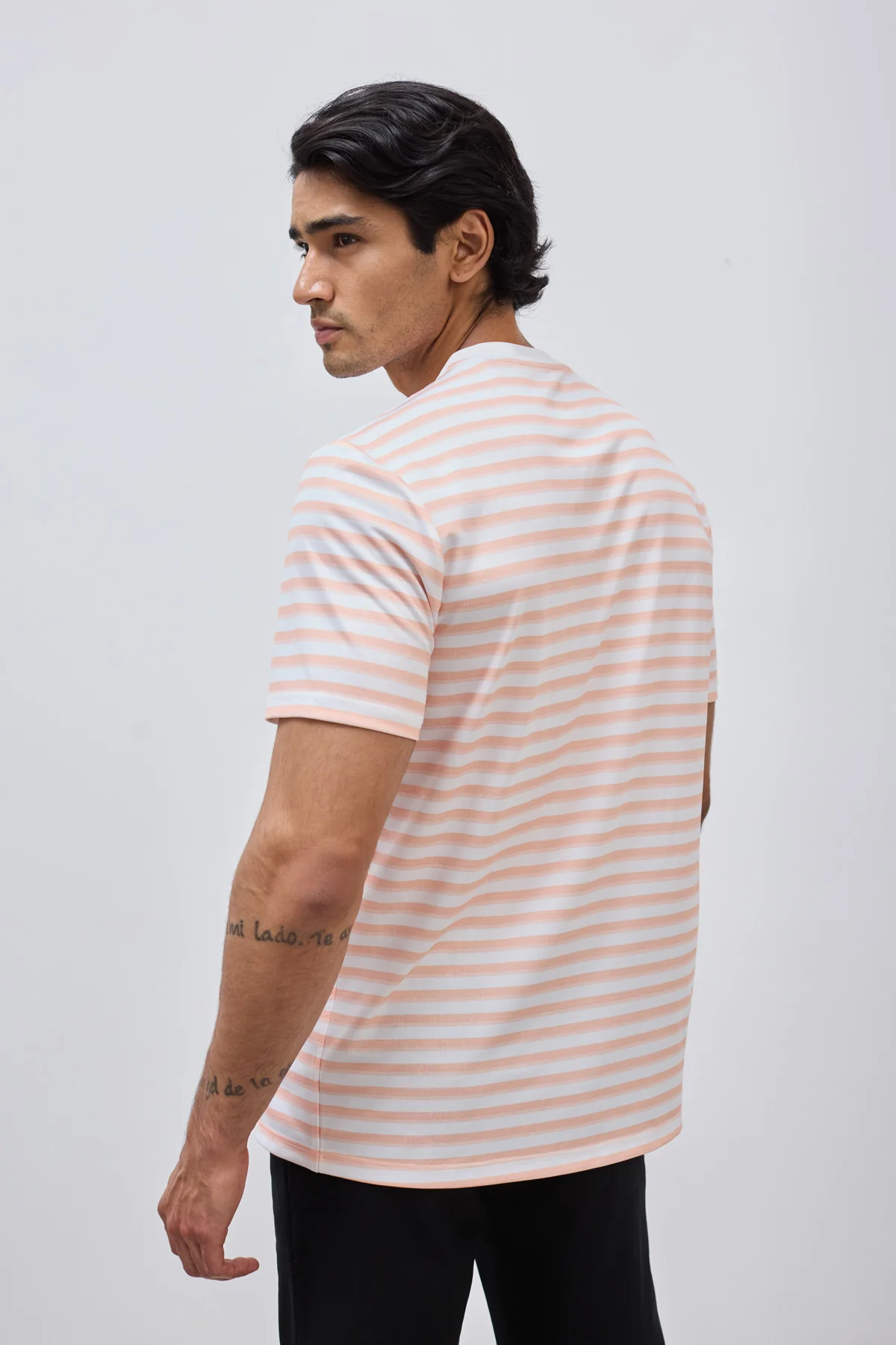 Camiseta hombre estampado rayas naranja sunset - Image 4