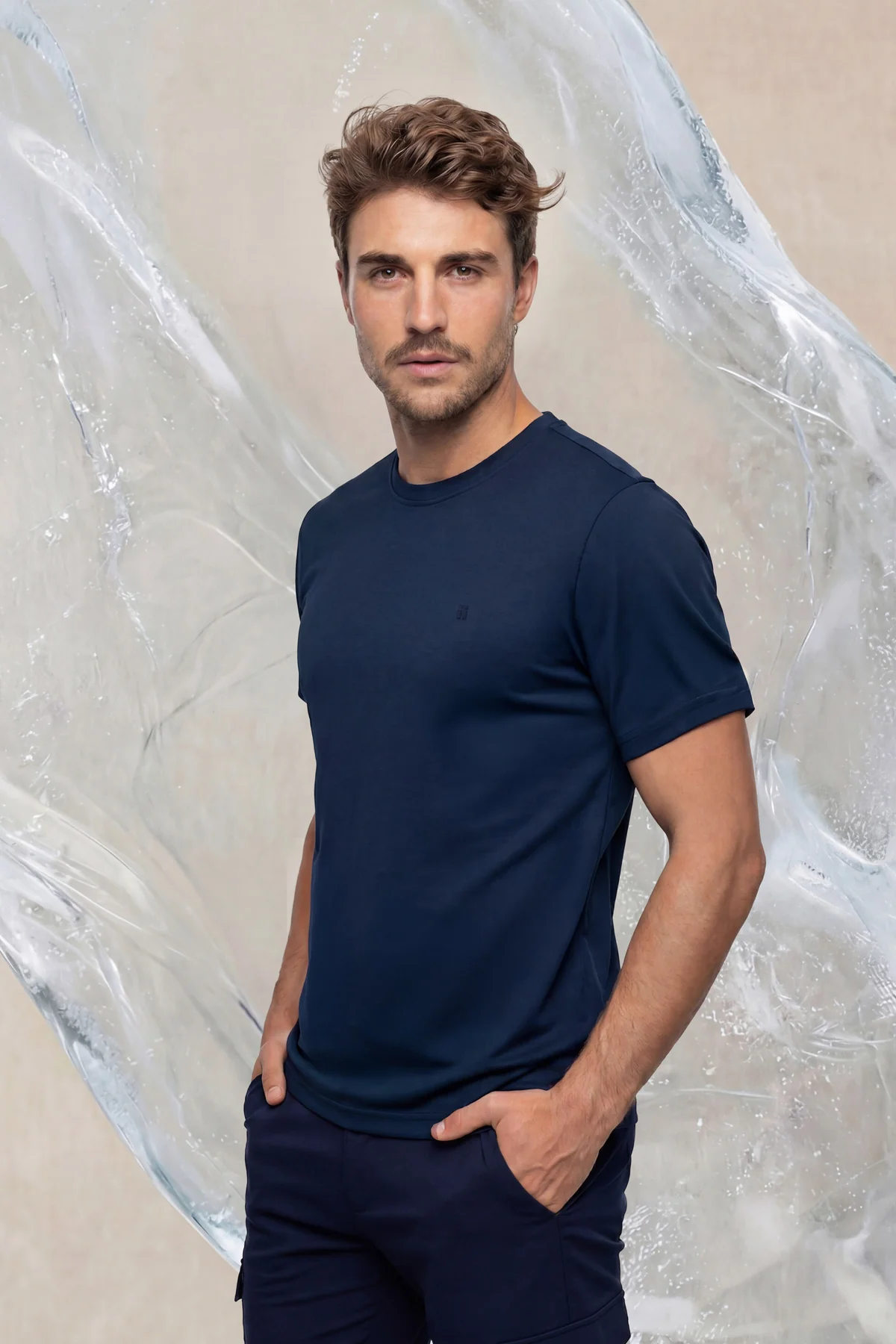 Camiseta hombre azul marino Ice