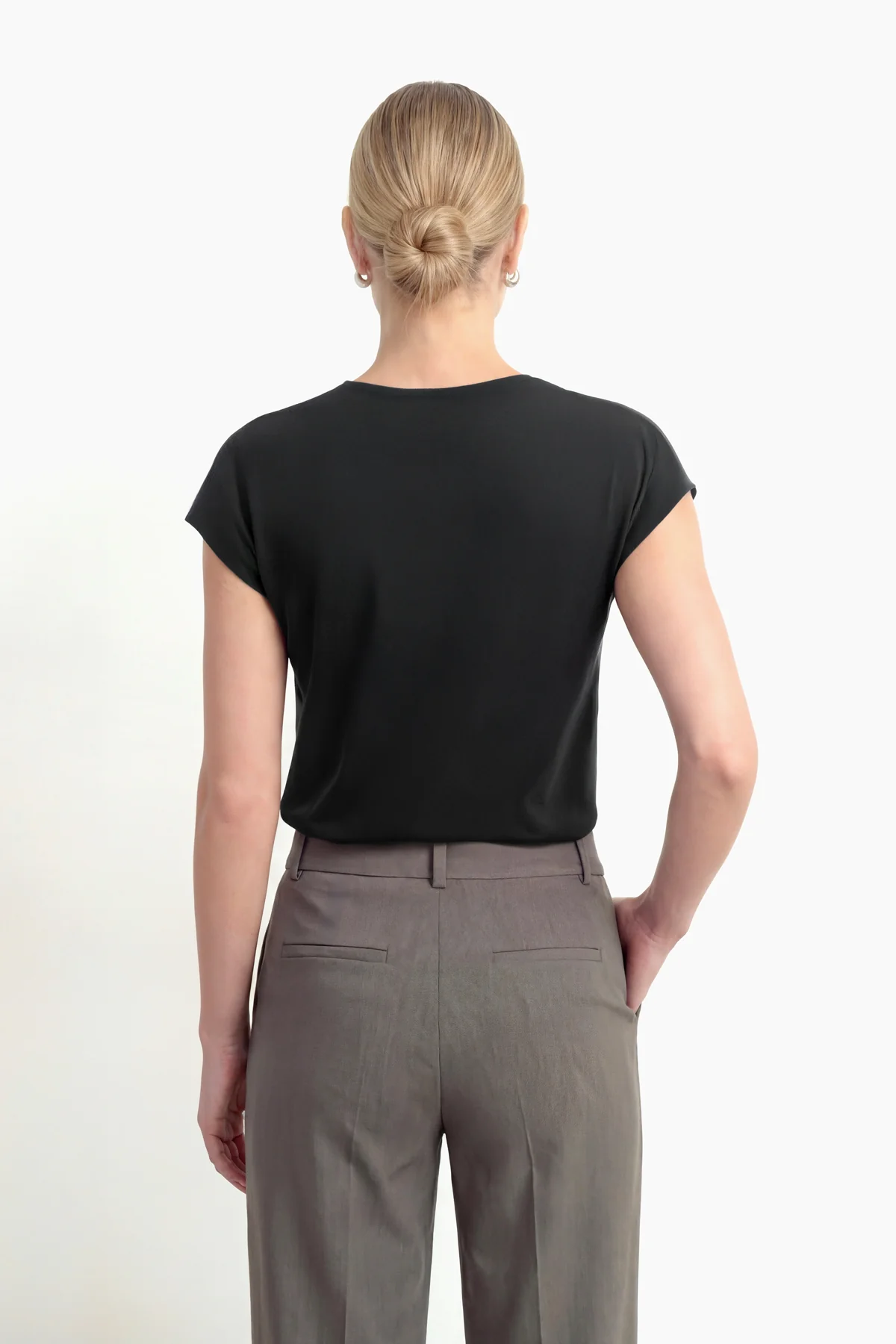 Camiseta mujer kimono negro Soft - Image 3