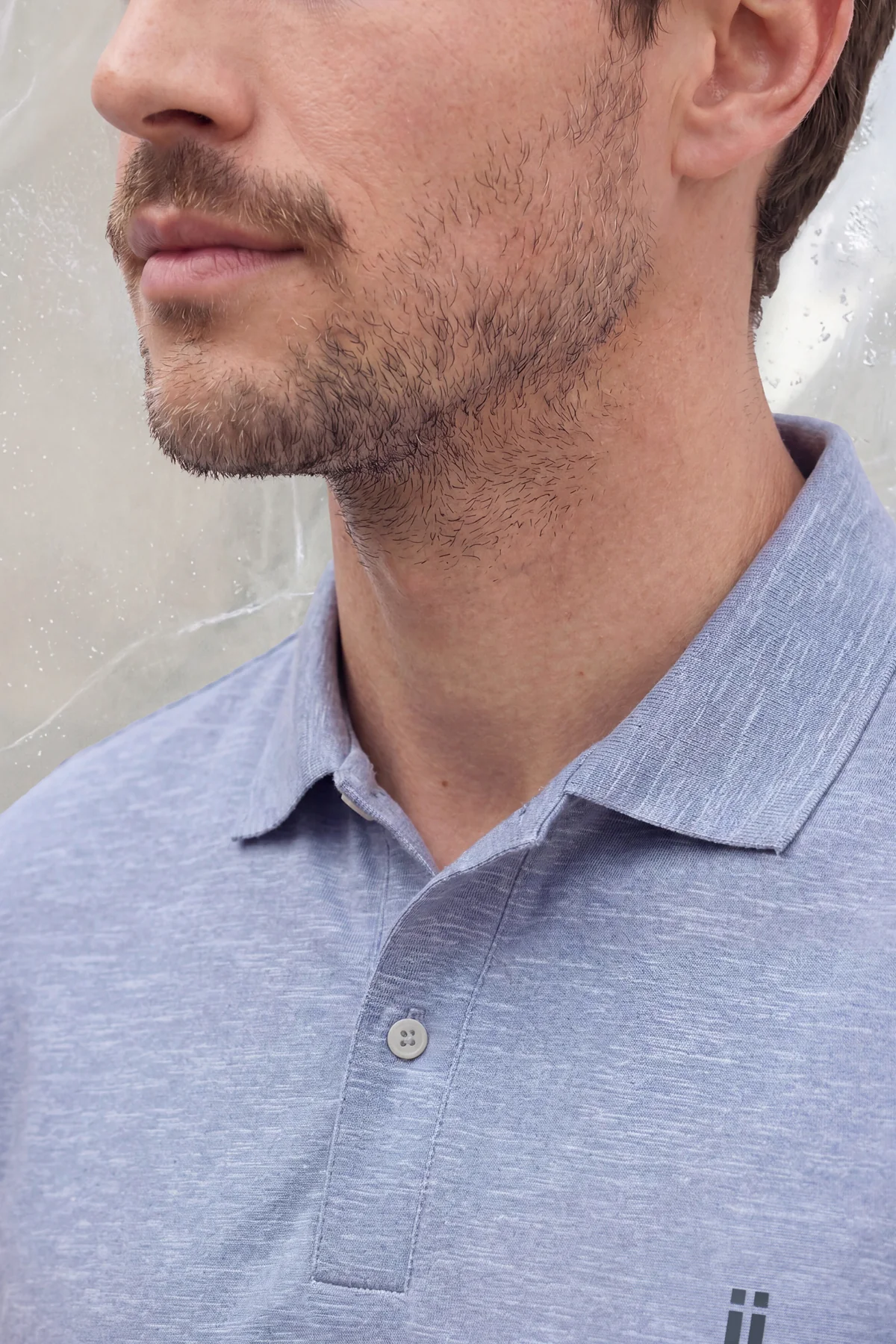 Polo manga corta hombre azul halo melange - Image 4