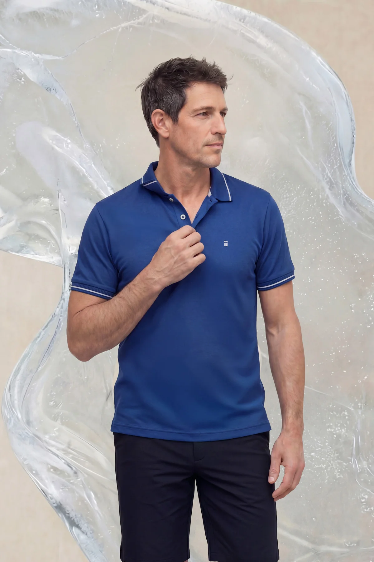 Polo manga corta hombre azul eléctrico Ice