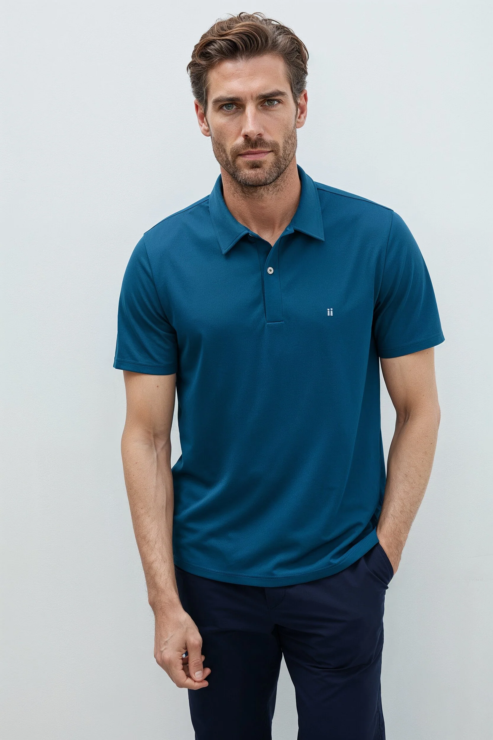 Polo manga corta hombre azul neptuno