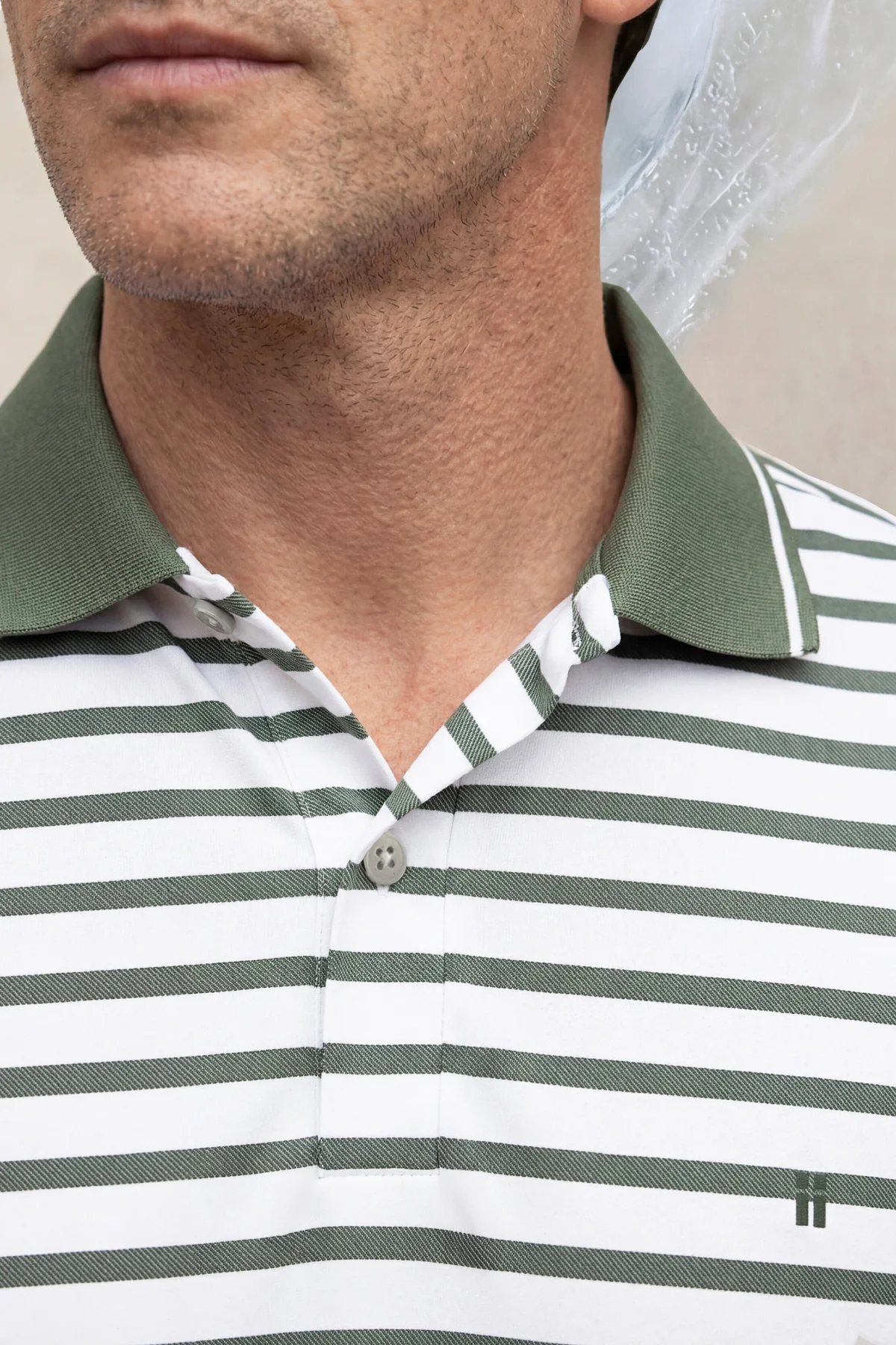 Polo manga corta hombre estampado rayas verdes Ice - Image 3