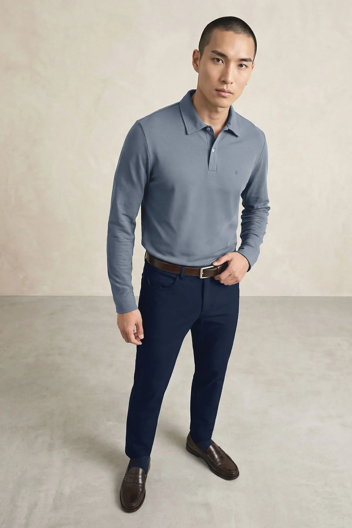 Polo manga larga hombre azul grisaceo Ranger - Image 6