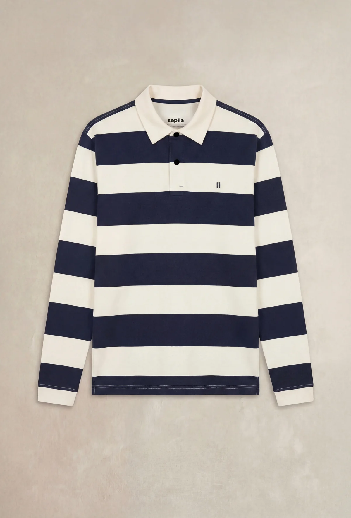 Polo manga larga hombre estampado rayas azul marino - Image 5