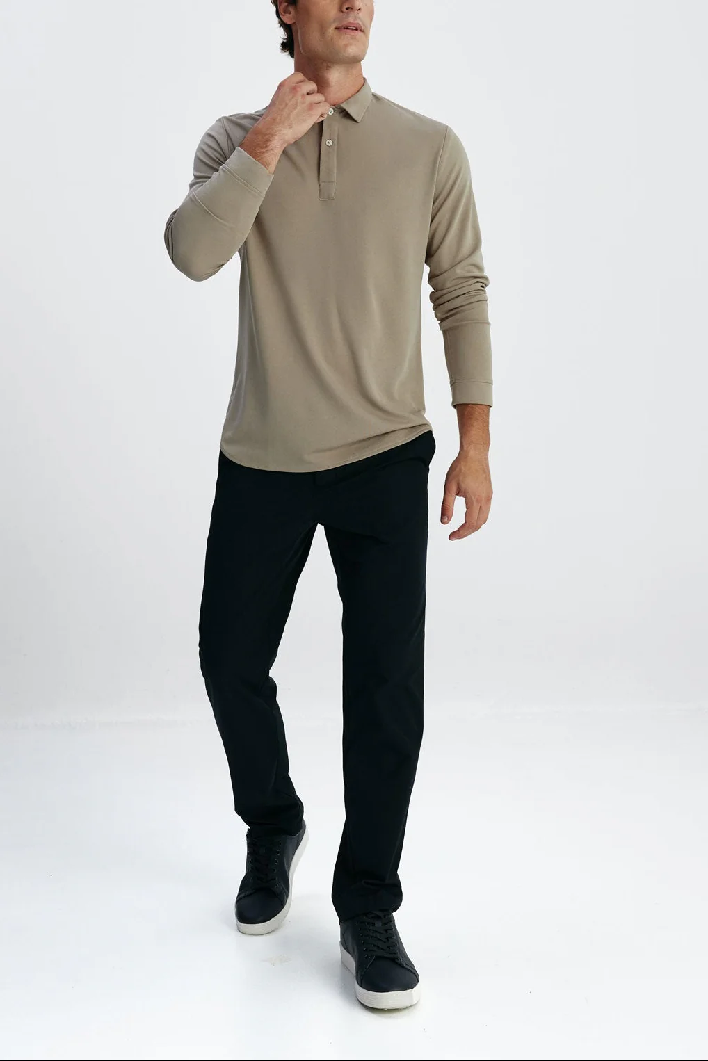 Polo beige venus manga larga hombre - Image 3