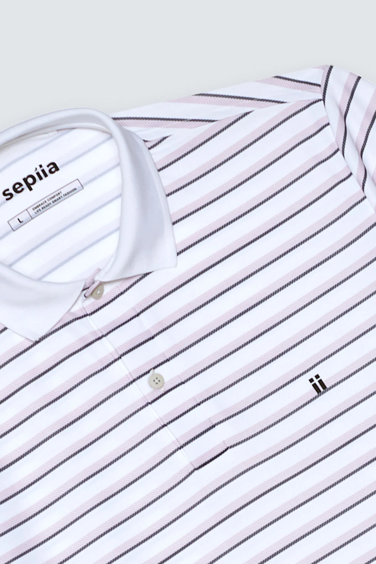 Polo rib rayas rosa manga corta hombre - Image 3