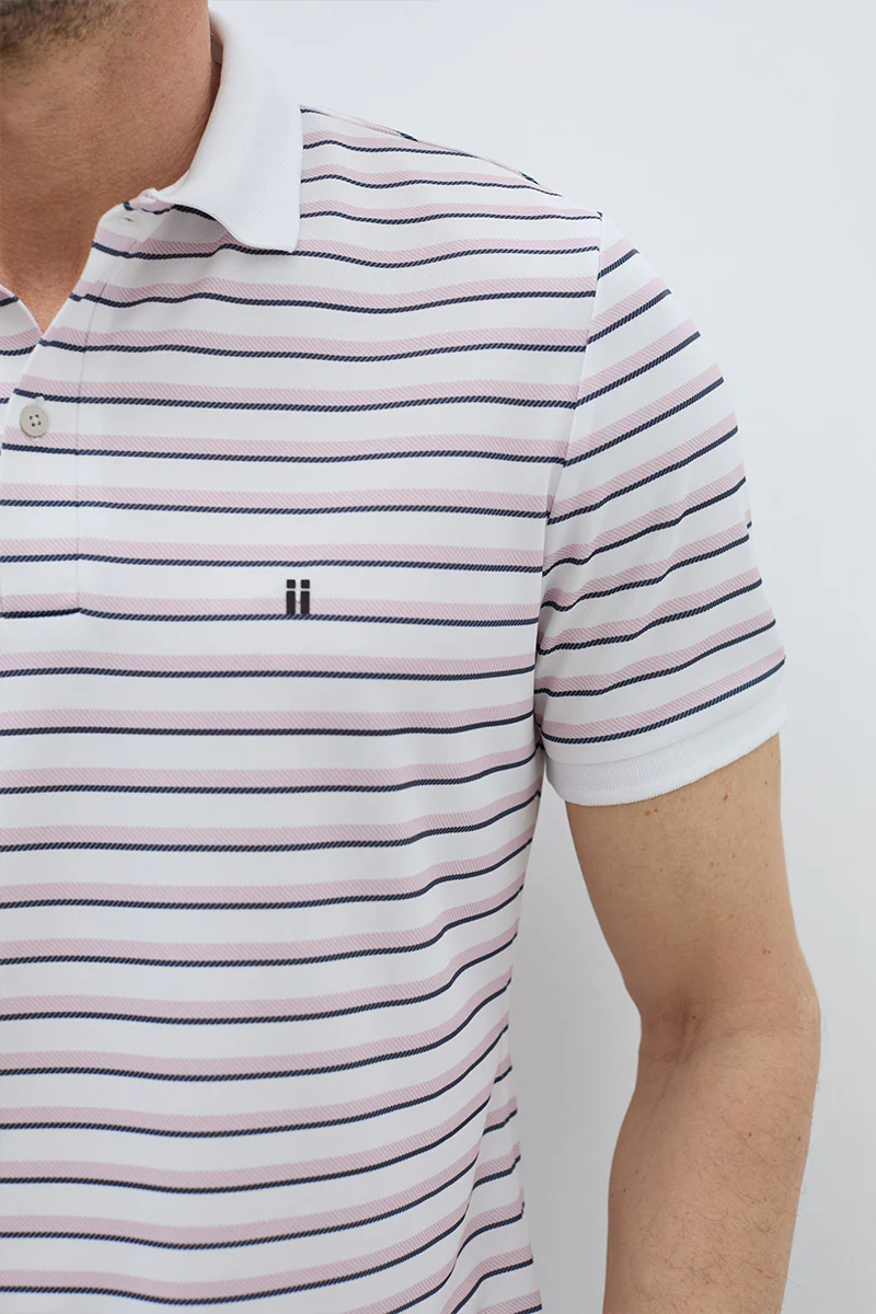 Polo rib rayas rosa manga corta hombre - Image 4