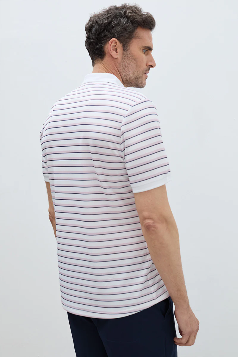 Polo rib rayas rosa manga corta hombre - Image 5