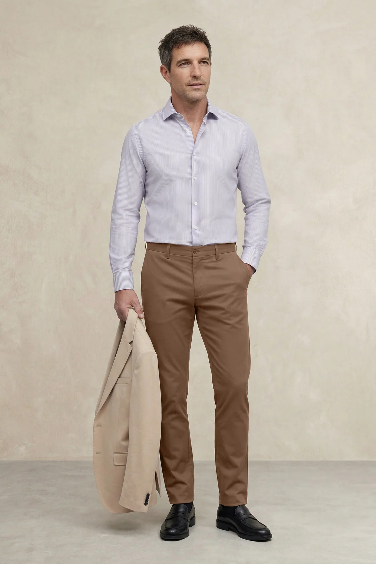 Camisa de vestir hombre estampado rayas lavanda regular - Image 4